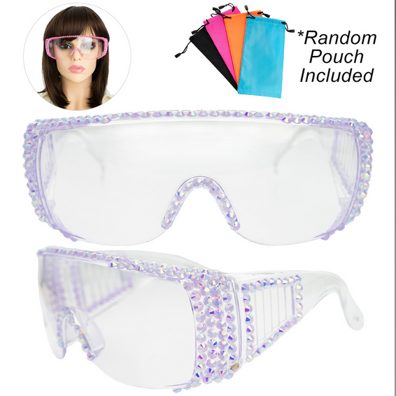Rhinestone Pave Protective Safety Goggles -LILAC