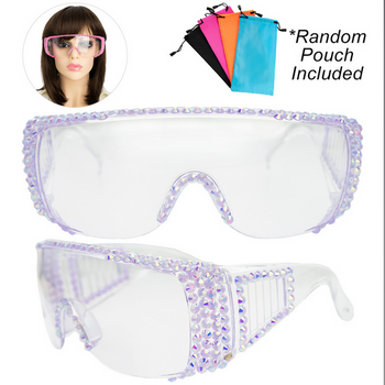 Rhinestone Pave Protective Safety Goggles -LILAC