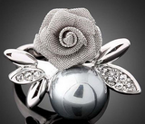 Mesh Rose with Pearl Ring - Gold or Silver Size 6,8,9