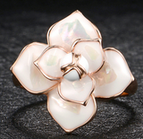 White Enamel Rose Ring Size 7 & 8
