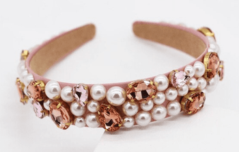 Pearls with Colored Crystals - Topaz or Rose