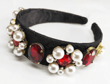Pearls with Red Gemstones Headband