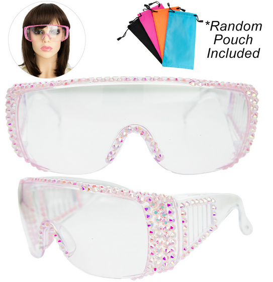 Rhinestone Pave Protective Safety Goggles -PINK