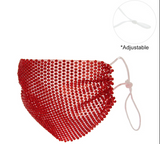 PROTECTIVE RHINESTONE FACE MASK - RED