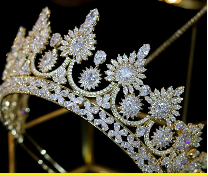 Royal Sun CZ Tiara - Gold, Silver or Rose Gold