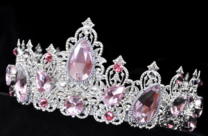 Elegant Pink Crystal Tiara Princess Pink Tiara, Luxury Gold Crown, Elegant, Prom  main image 3