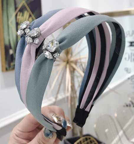 Soft Fabric Headband with Rhinestone Accents - 5 colors!