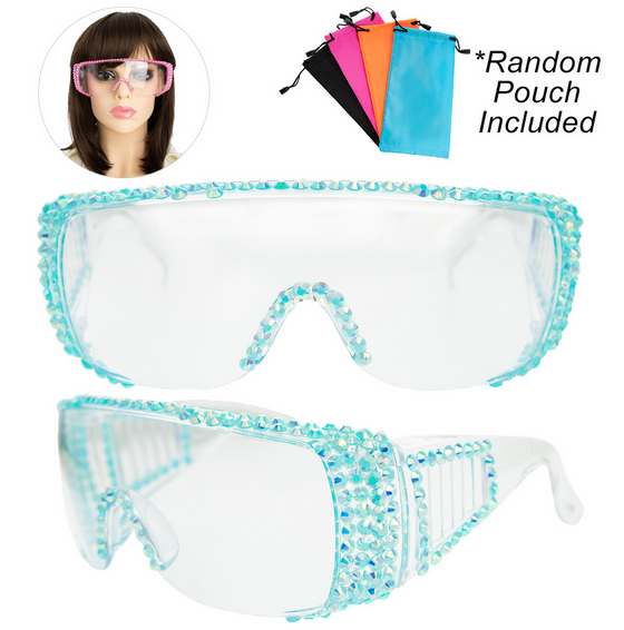 Rhinestone Pave Protective Safety Goggles -TURQUOISE